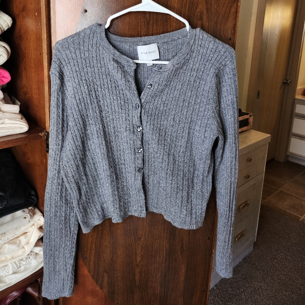 Pink Rose Heather Gray Ribbed Lounge Sey